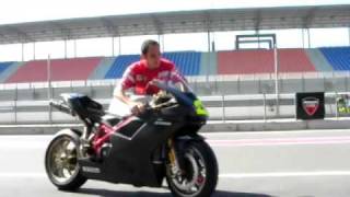 Troy Bayliss takes to the track on the 1098 [upl. by Acirre]