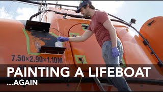 Lifeboat Conversion Ep17 Painting a lifeboat Part 2  Completing the two pack boat coating 4K [upl. by Fakieh467]