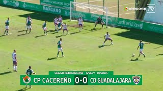 Resumen CP Cacereño  CD Guadalajara Segunda Federación GrV 2425 [upl. by Ainit]