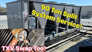 Service On 90 Ton Split System  TXV Swap On 10 Ton Carrier [upl. by Noraj]