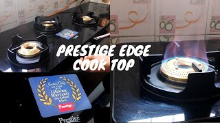 Prestige Edge 3 burner cooking stove PEBS 03L with life time warranty Glass top unboxing and review [upl. by Arivle]