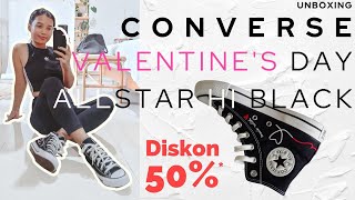 Unboxing CONVERSE Valentines Day Chuck Taylor All Star Hi  BlackVintage WhiteBlack171158C [upl. by Nimaynib]