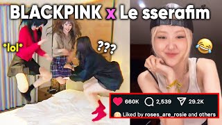 BLACKPINK Rosé reacted to Le sserafims funny APT challenge le sserapink moments 20222024 [upl. by Prober]