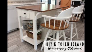 DIY Kitchen Island  Repurposing Old Wood Furniture with General Finishes Milk Paint and Wood Stain [upl. by Jesse428]