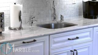 Classic White Lunar Quartzite Kitchen Countertops by Marblecom [upl. by O'Donoghue159]