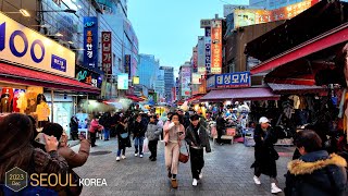 Its snowing at Namdaemun Market🌨 •4k Seoul Korea [upl. by Marcell936]