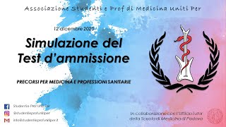 Correzione Simulazione dei Test dAmmissione in Medicina e Professioni Sanitarie  12 Dicembre 2020 [upl. by Nitnilc]