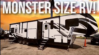 HUGE MONSTER RV Dutchmen Voltage Toy Hauler 4145 [upl. by Fabrianna]