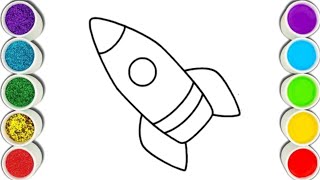 How To Draw and Coloring a Space Rocket Easy Drawing Tutorial [upl. by Acimaj]