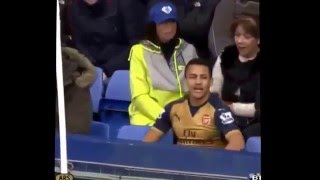 Alexis Sanchez takes a seat with Everton fans HD [upl. by Beshore]