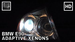 BMW E90 Adaptive Xenon Headlights in Action [upl. by Novrej]