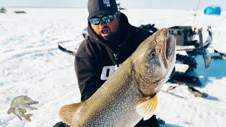 Ice fishing for REALLY BIG Lake Trout Incredible underwater footage PB on ICE [upl. by Onirefez]