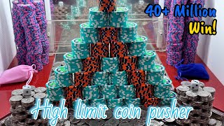 50 quarter challenge  1000000 Buy In high limit coin pusher [upl. by Ennairoc734]