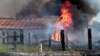 Fire Destroys 2 Barns in Brentwood Firefighters Save Home [upl. by Gudrun]