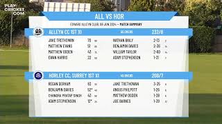 Alleyn CC 1st XI v Horley CC Surrey 1st XI [upl. by Acinad]