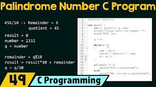 Special Programs in C − Check If The Number Is Palindrome Number [upl. by Idet]