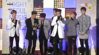 ENG 160114 iKON accepting BIGBANGs Song of The Year Award  Seoul Music Awards [upl. by Llezo801]