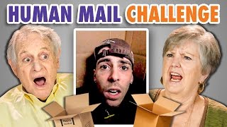 Elders React to I Mailed Myself in a Box Challenge Human Mail 24 Hour Challenge [upl. by Leachim643]