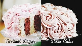 VERTICAL Layer Rose Cake quotSurprise Insidequot Tutorial [upl. by Wager689]