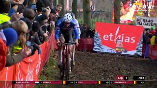 Van der Poel in EPIC Cyclocross battle with Van Aert and Pidcock  Gavere highlights [upl. by Anikram20]