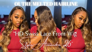 OUTRE MELTED HAIRLINE HD SWISS LACE STYLE ALEXANDRA 26quot WIG INSTALLREVIEW [upl. by Naed]