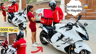 Hayabusa pe ZOMATO Food Delivery😱Ladki hoi impresse😳 [upl. by Dowell]