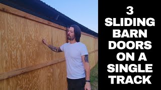 TRIPLE SLIDING BARNGARAGE DOORS ON A SINGLE TRACK [upl. by Quita]