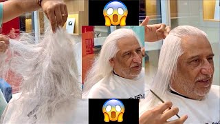 MUCHOS AÑOS sin cortarse el cabello BLANCO  Estilo Clásico haircut tutorial hombre [upl. by Asante954]