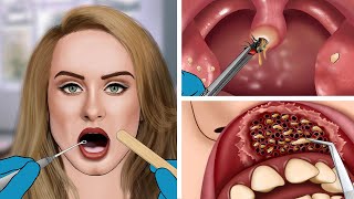 ASMR Animation Smelly Old Tonsil Stone Removal Animation [upl. by Eisset520]