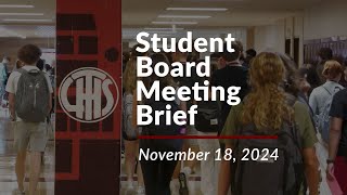 LTHS Student Board Meeting Brief  November 2024 [upl. by Ontina]