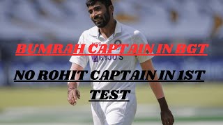 Jasprit Bumrah Captain in BGT  Rohit Sharma miss 1st Test Match in Perthjustindianews [upl. by Olodort]