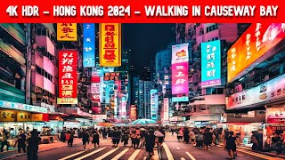 4K HDR  Hong Kong 2024  Walking In Causeway Bay By Night Under The Rain With Lofi Jazz Music [upl. by Tecu]