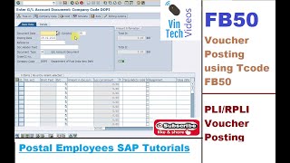 Voucher Posting using TCode FB50  PLIRPLI Voucher Posting  Vin Tech Videos [upl. by Llenaej6]