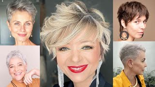 NEW😎PIXIE CUTS 2024 short hair women 40 50 60 70 and 80 years [upl. by Kalle]