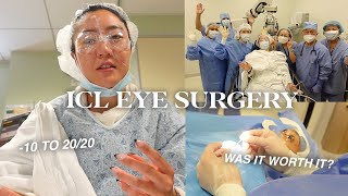 ICL EYE SURGERY VLOG Pre op surgery recovery amp experience EVO Implantable Contact Lens Surgery [upl. by Enimrac]