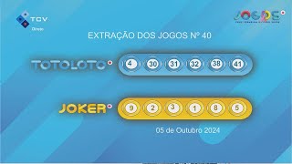 Extração Totoloto amp Joker  05 de Outubro de 2024 [upl. by Aelat339]