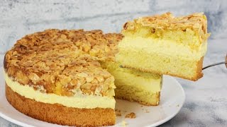 BESTES Bienenstich Rezept  Bienenstich Torte mit Vanillecreme [upl. by Kirk115]