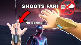 NO SPRING NO MAGNETS Functional Iron Spider WEB SHOOTER EASY  WITH TEMPLATES [upl. by Akemihs745]