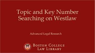 Topic and Key Number Searching on Westlaw [upl. by Patrizius]