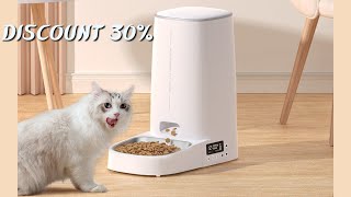 ROJECO Automatic Cat Feeder Pet Smart Cat Food Dispenser Accessories Button Version Auto Feeder [upl. by Atalayah]