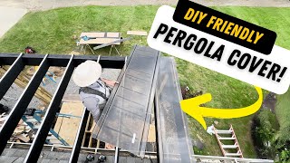 Installing Pergola Roof Cover and Pouring Concrete [upl. by Inahpit]