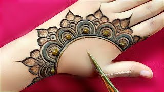 New stylish back hand mehndi design  easy arabic mehndi design  simple mehndi  mehndi design [upl. by Leraj]