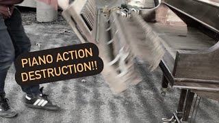 Piano Action Dropped piano music pianotuning woodworking destruction [upl. by Akinhoj412]