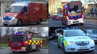 Two tone sirens Ambulances Fire Engines amp Police cars responding in Europe [upl. by Nelleyram]