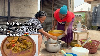 Cooking Authentic Ghana PALM NUT SOUP \ BANGA with FUFU in Real town  West Africa [upl. by Anitniuq]