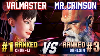 SF6 ▰ VALMASTER 1 Ranked ChunLi vs MISTER CRIMSON 3 Ranked Dhalsim ▰ High Level Gameplay [upl. by Aisila]