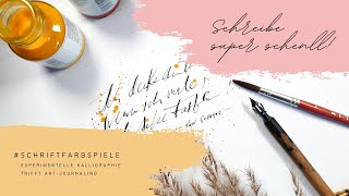 Experimentelle Kalligraphie Schriftfarbspiele Schnelligkeit [upl. by Ecinrev]