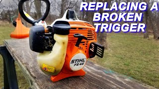 STIHL FS45 TRIGGER REPLACEMENT [upl. by Ahsaela926]