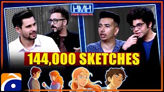 144000 Hand drawn sketches😯  The Glassworker  Hasna Mana Hai  Tabish Hashmi Geo News [upl. by Galvin]