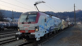 Zugverkehr in Kufstein Tirol Mit LokomotionVectrons Baureihe 193 in Doppeltraktion [upl. by Adaline]